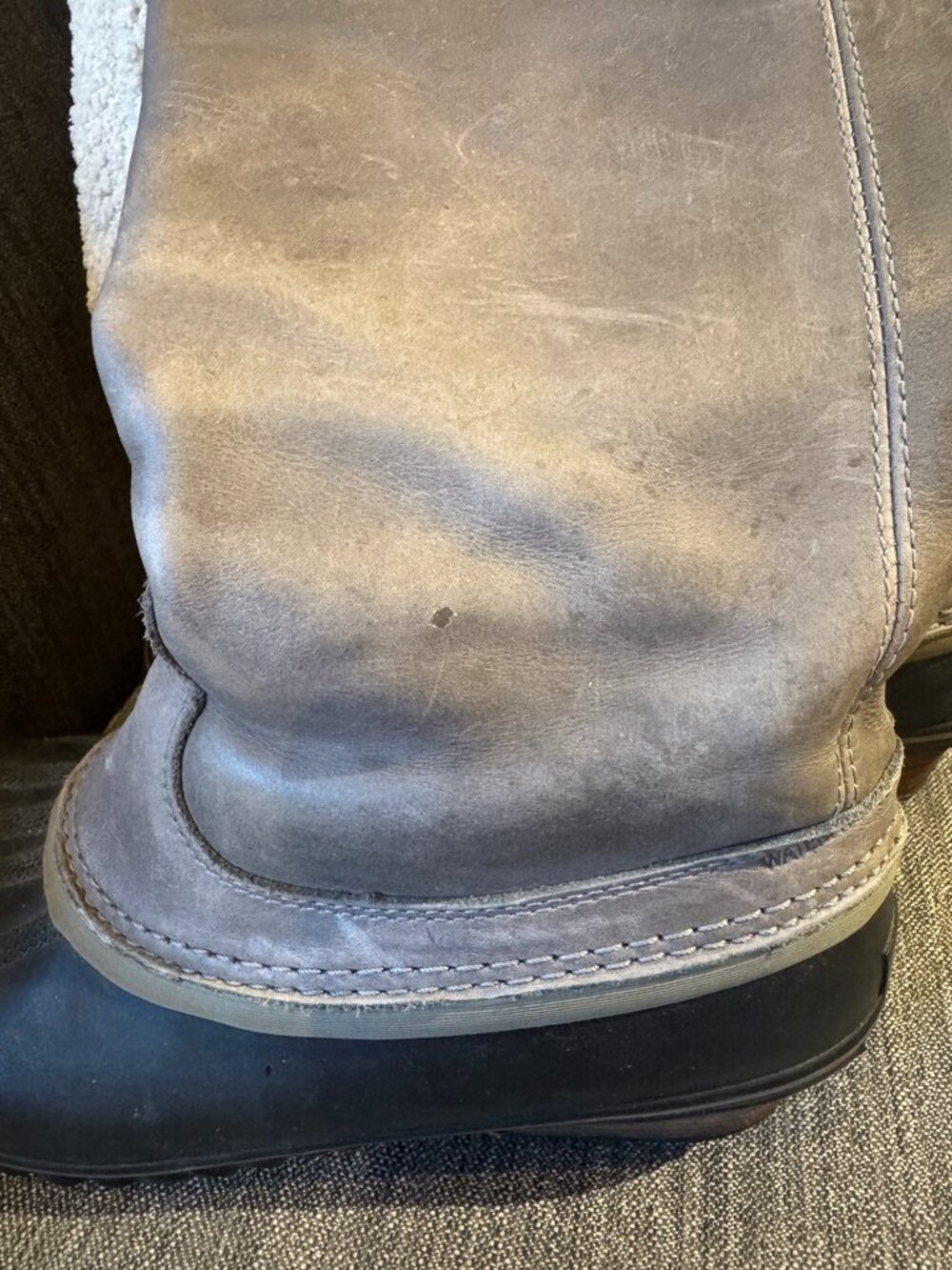 Sorel Slimpack Riding Tall Boots Gray Leather Sz 10 - Picture 4 of 11